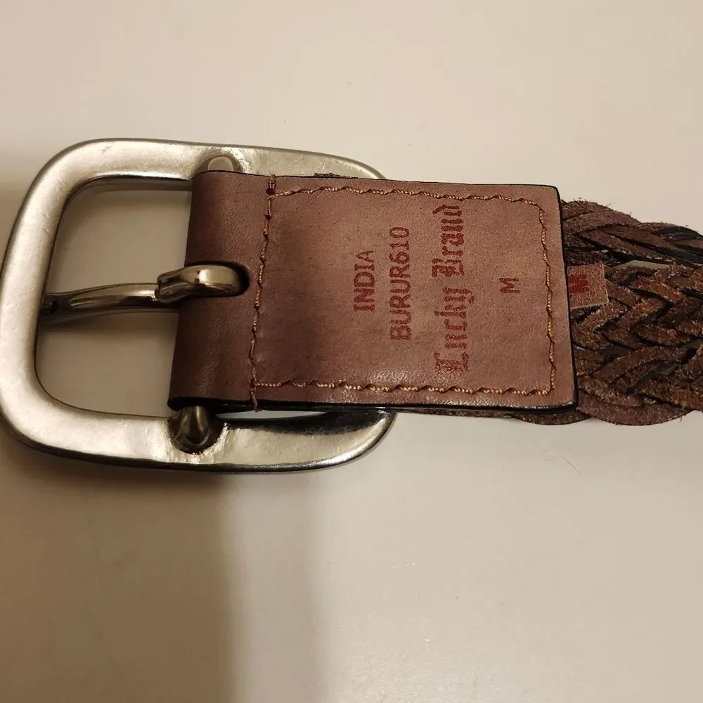 New Lucky Brand Brown Leather Open-Weave Cutout Belt Size Medium Retail $129